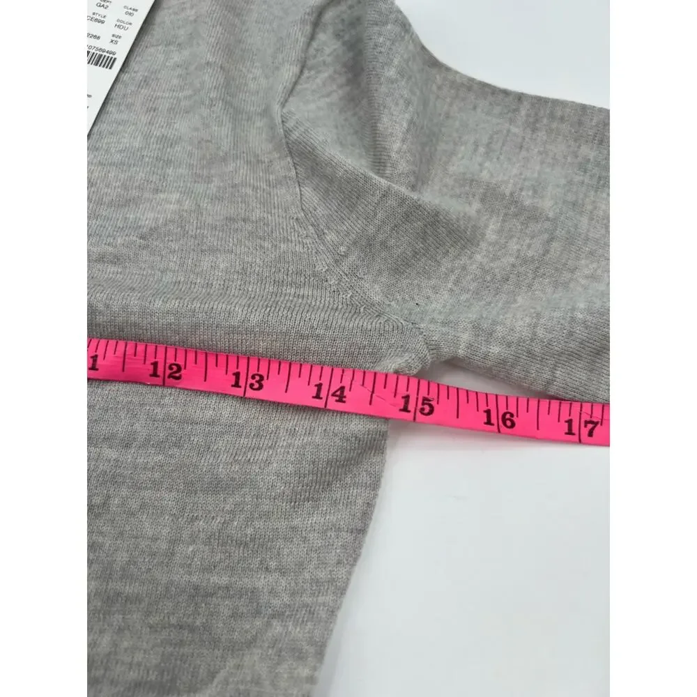 NWT J. Crew Carolyn SEQUIN embellished fitted sweater in grey merino wool sz XS